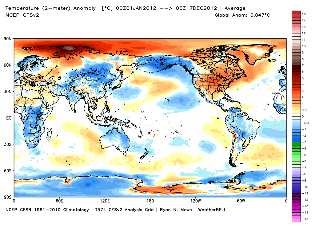 2m Temperature Anomaly - Year to Date