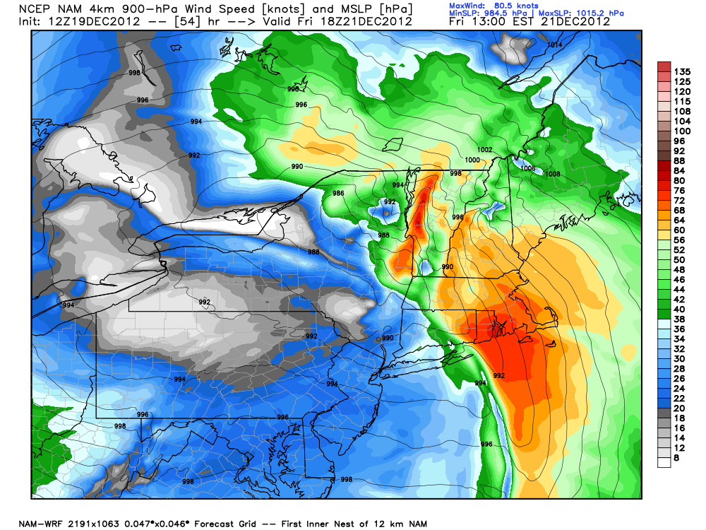 Strong winds 1000-2000 ft. off the surface Friday morning - weatherbell.com