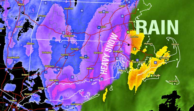 Heavy snow band parked over Western RI at 830 pm