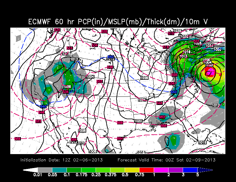12Z ECMWF - 7pm Friday - storm starts later compared to other models