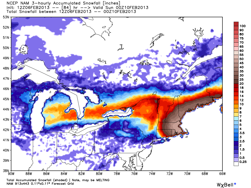Ridiculously high snow totals - 12Z NAM
