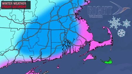 Accumulation Map Southern New England Friday storm
