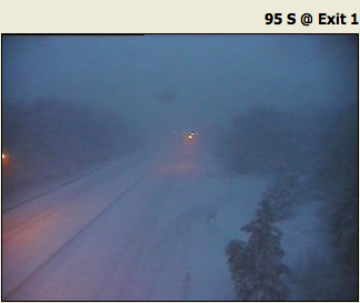 I-95 at Exit 1 at 5pm Friday - Heavy snow has arrived