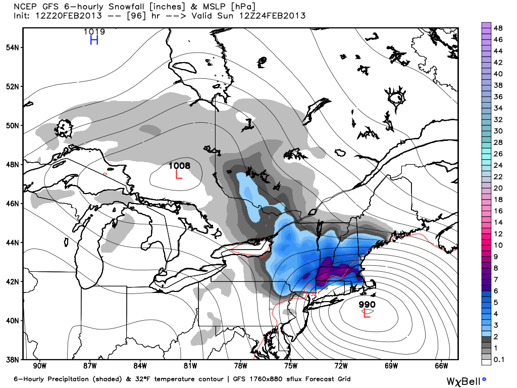 12Z GFS - intense storm just south of SNE has wind out of the E and snow/rain line moving inland Saturday evening