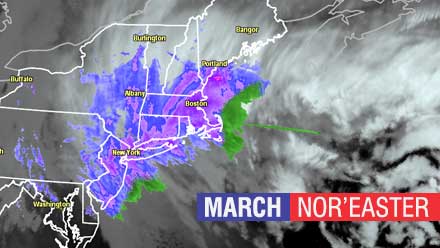 March Nor'easter snow in Southern New England