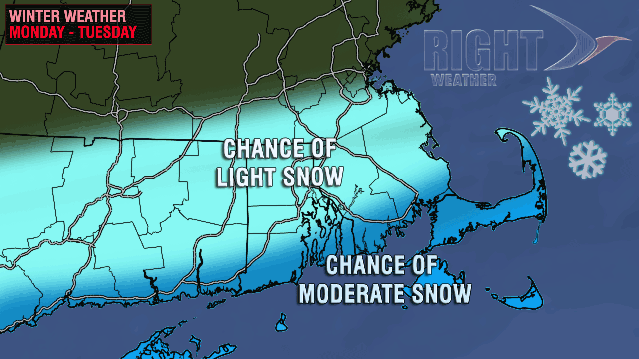 Storm south of Southern New England may bring more snow Monday night - Right Weather
