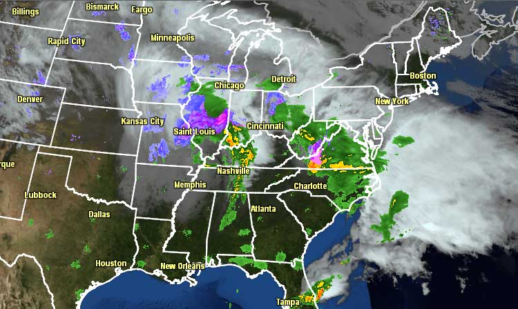 An early-spring storm with wintry weather in the Midwest and Mid-Atlantic on Sunday