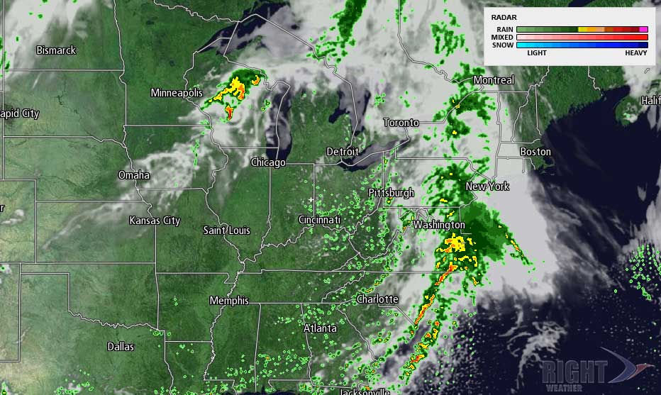 Rain over the Mid-Atlantic stays away from Southeastern New England