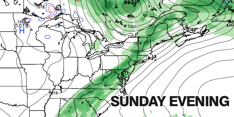 Showers and storms hold off until at least after sunset on Sunday