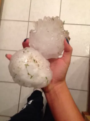 Hail from the thunderstorm in El Reno, OK that led to the widest tornado on record in the United States
