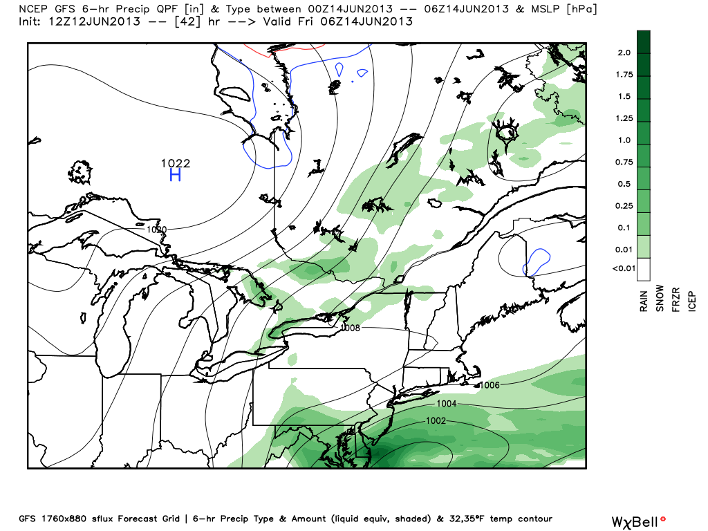 Notice how far south the center of the storm is with the latest GFS run
