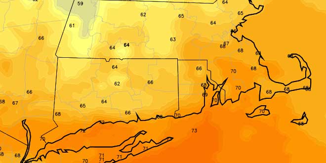 Dew points in the 60s on Sunday - muggy, but not oppressively humid