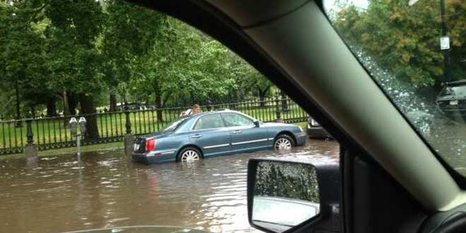 Flooding in Boston, MA during afternoon thunderstorms on Tuesday, July 23, 2013