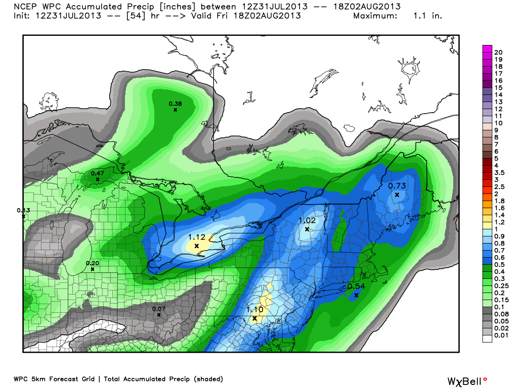 0.5-1.5" of rain possible Thursday night as vigorous system passes New England