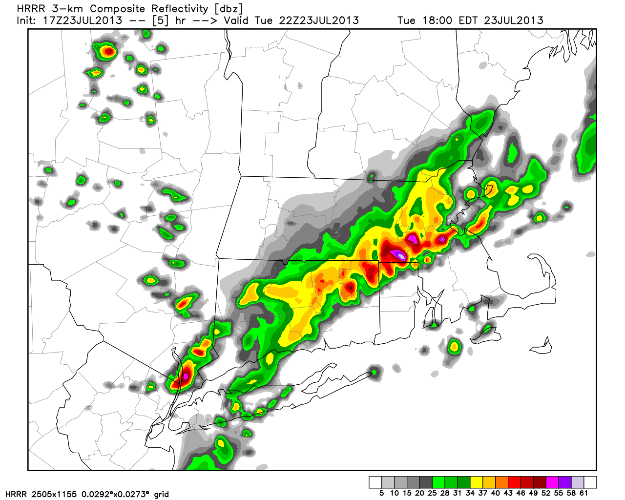 Short range computer models shows more thunderstorm from late afternoon through early evening. weatherbell.com