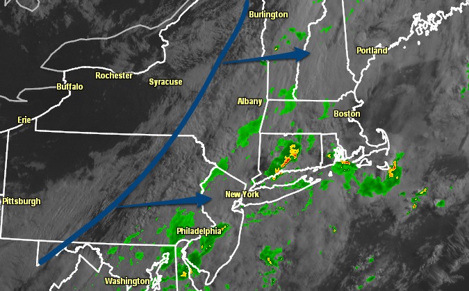Unstable, muggy air ahead of a cold front will lead to heavy showers and t-storms in New England
