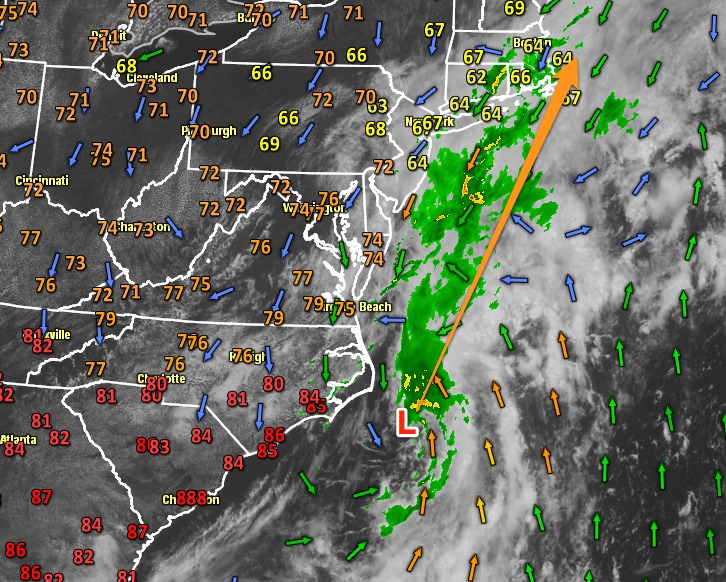 The storm developing off Cape Hatteras, NC will move quickly northeast to SNE by dawn Friday