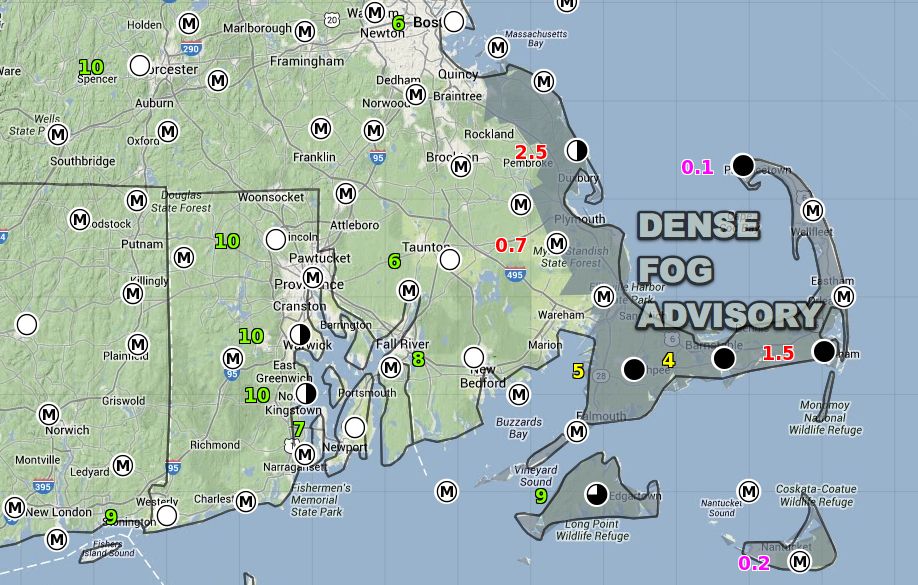 Dense fog possible in Eastern MA Tuesday night.