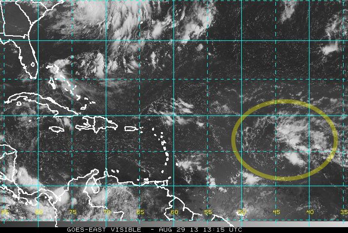 There is not much thunderstorm activity with this disturbance 1000 east of the Lesser Antilles