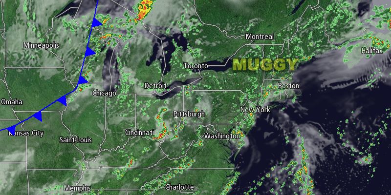 Plenty of muggy air in scattered showers in the Northeast on Sunday