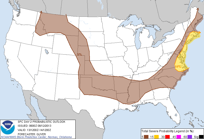 33,000,000+ people in the 15% risk of severe weather on Tuesday