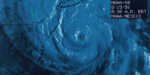 Satellite image of Hurricane Bob approaching Southern New England