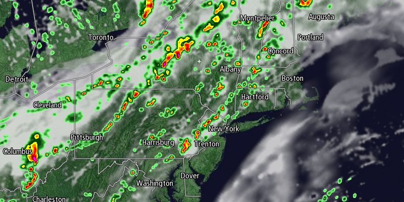 Thunderstorms will flare up in warm, muggy air over the Northeast on Thursday