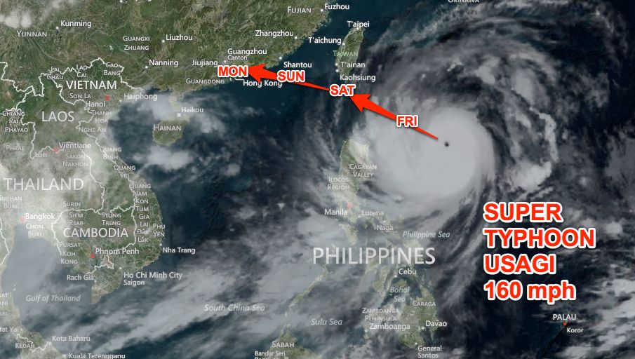 Super Typhoon Usagi heads for Taiwan and China