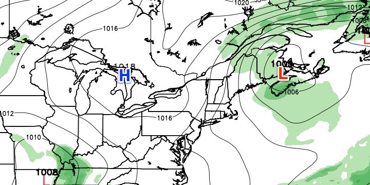 High and low pressure will be close enough to bring a gusty northwesterly breeze on Tuesday