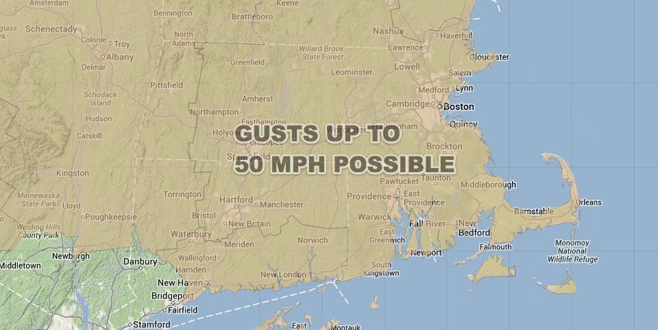Widespread strong winds are likely in Southern New England on Friday