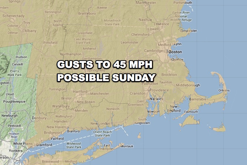 Wind Advisory in SNE from 7 am Sunday to 1 am Monday - gusts to 45 mph possible