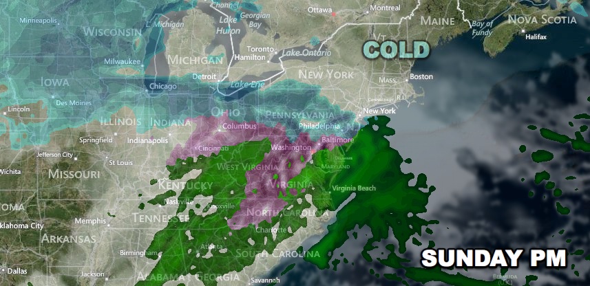Cold air entrenched in the Northeast will lead a wintry mix at the start of the next storm Sunday night