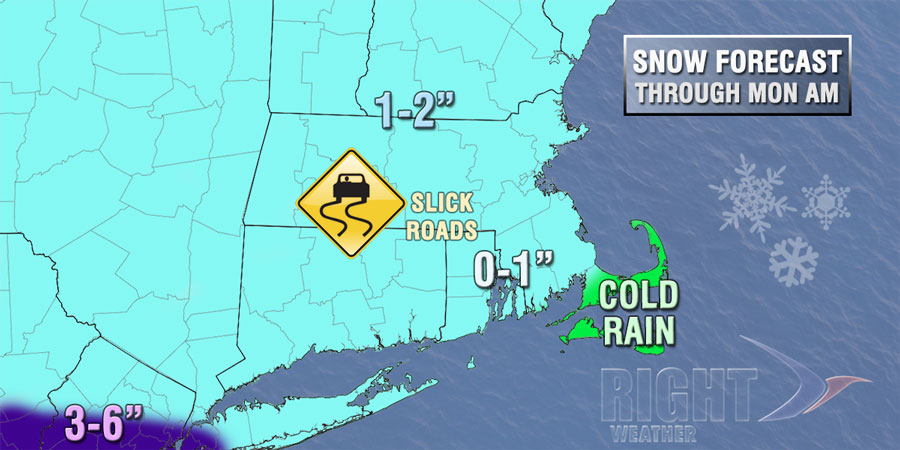 Icy roads are possible Monday morning after a wintry mix in SNE