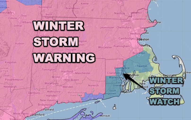 A Winter Storm Warning is in effect from 1pm Saturday to 1pm Sunday