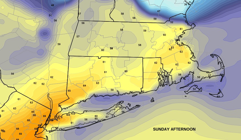 Computer model forecast high temperatures for Sunday, December 22, 2013