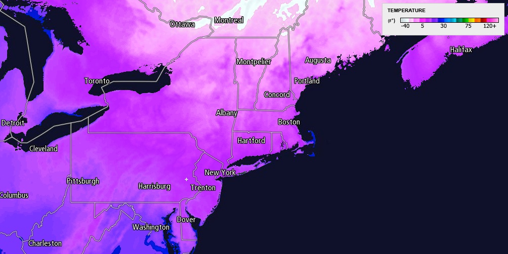 Most of New England drops below zero Friday evening