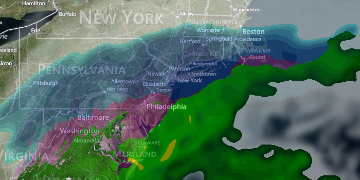 Snow arrives in the Northeast less than 12 hours after the Super Bowl