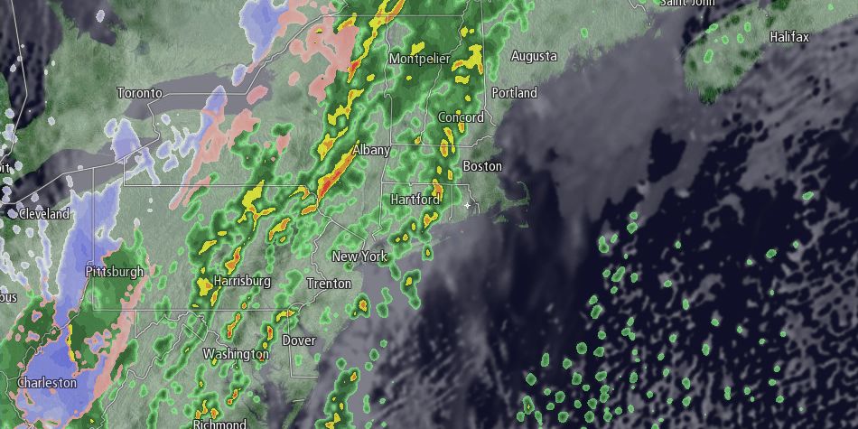Rain develops over New England on Tuesday