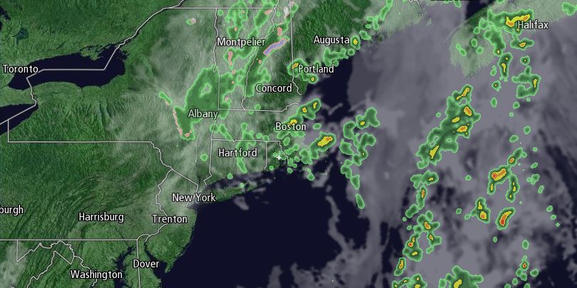 Scattered showers and thundershowers will pop up over Southern New England on Wednesday