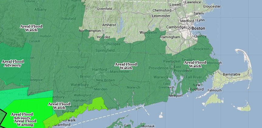 A Flood Watch is in effect for most of Southern New England through Thursday