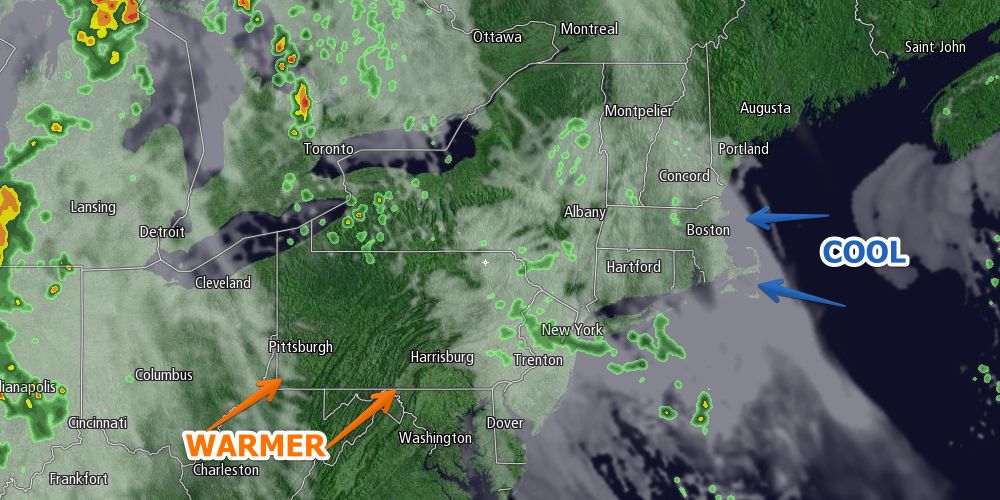 Clouds and showers are possible on Friday as a warm front moves through New England
