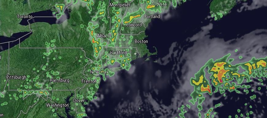 Showers will pop-up primarily over Western New England on Saturday