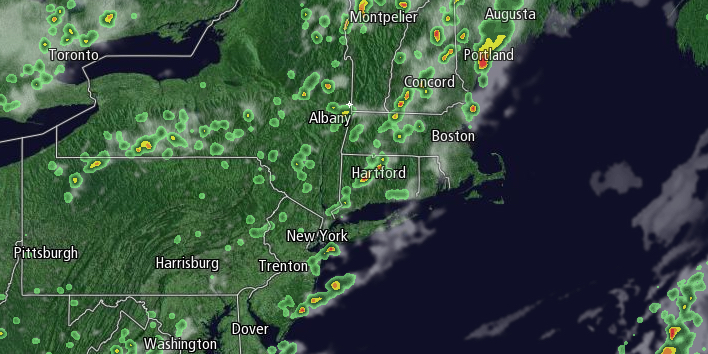 Showers will develop over interior New England on Thursday