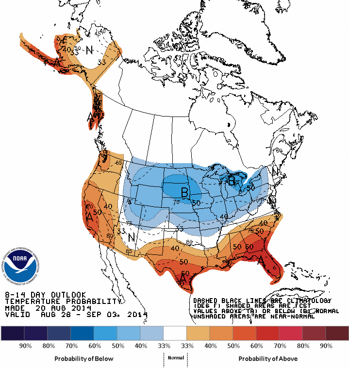 Near-normal temperatures in New England around Labor Day weekend