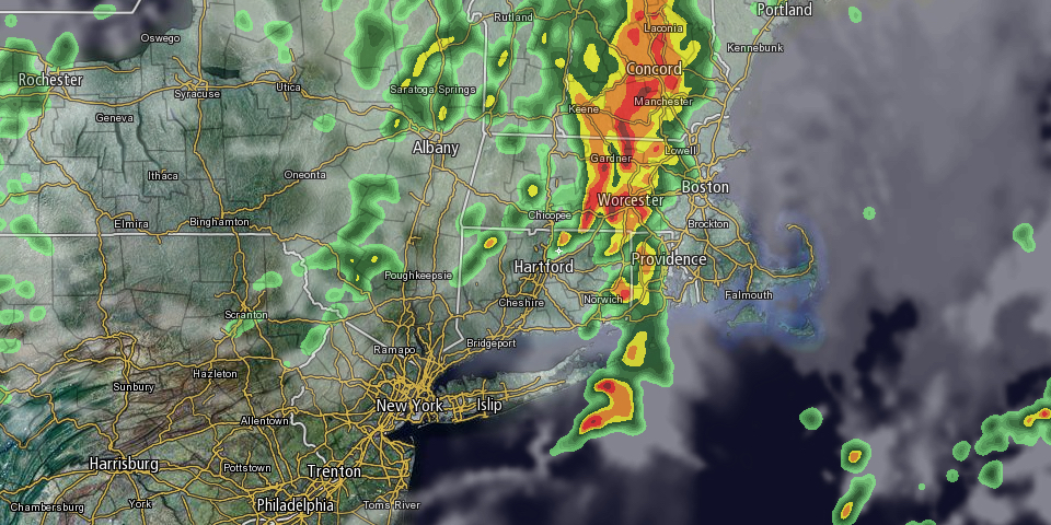 A line of showers and thunderstorms will move through New England Wednesday morning