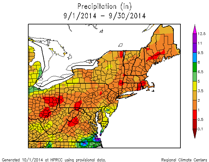 RI and part of SE MA saw less than 1" of rain in September