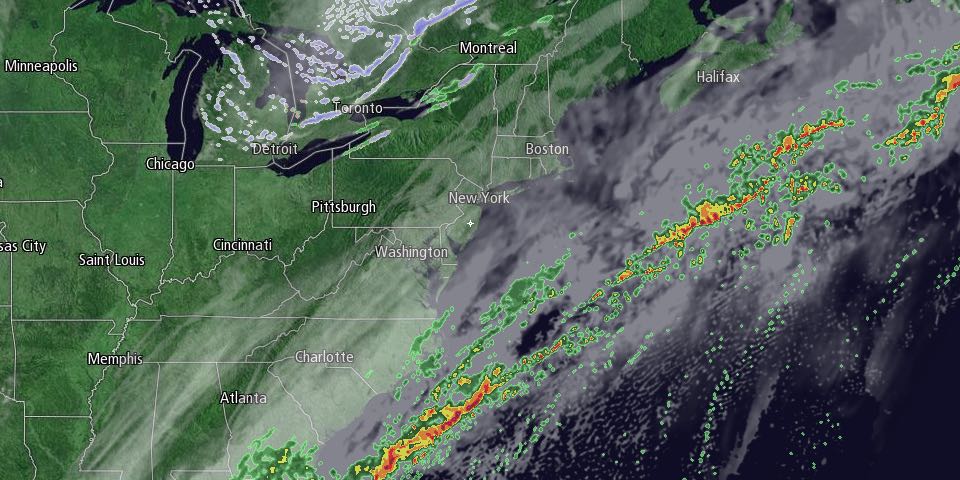 The storm begins to form Tuesday evening off the Southeast coast