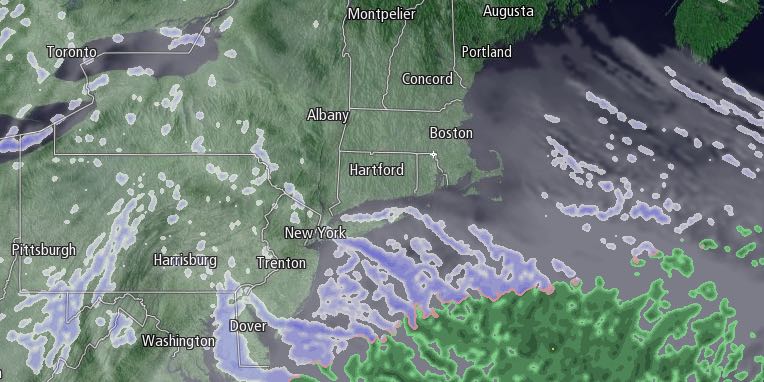 Steady snow will be south of Southern New England on Tuesday, but a few snow showers are possible