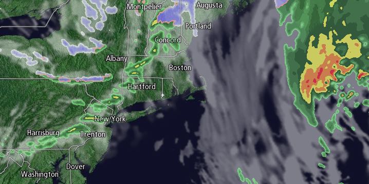 A cold front sweeps through New England Saturday evening