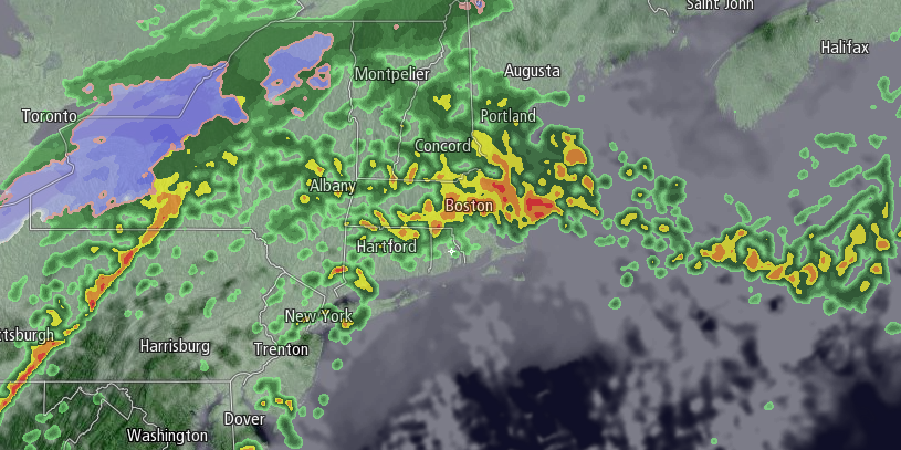 Rain showers move through New England on Thursday